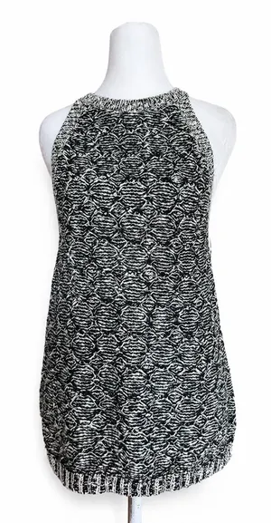 Anthropologie Moth‎ Debussy Marled Sweater Tank Top Small S Black White Knit thumbnail 1