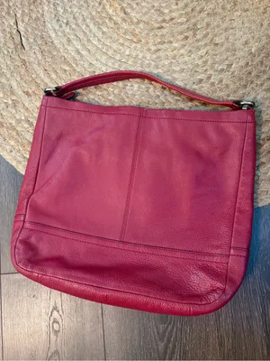 Coach Deep Red Pebbled Leather Shoulder Bag “Park” Vtg thumbnail 4