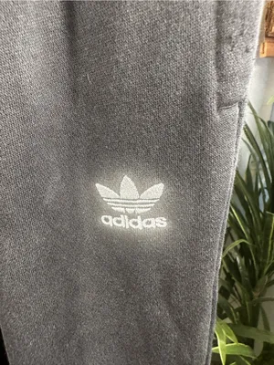N277. adidas Black Trefoil Jogger Pants with White Logo thumbnail 2