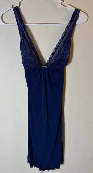 Victoria's Secret Navy‎ Blue Lace Trim Cami Slip Dress S/P thumbnail 1