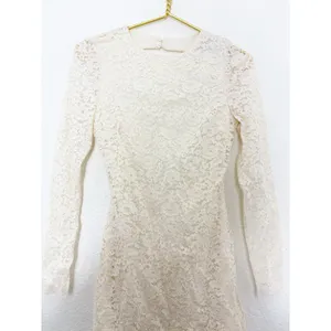 NWT Zara White Lace Long Sleeve Open Back Mini Dress Size Small Bridal Chic thumbnail 8