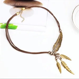Boho Feather Decor Choker Necklace Vintage Style Rope Chain Ethnic‎ Style thumbnail 5