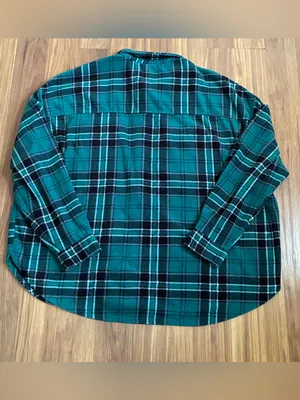 rue21 Plus Size Green & Black Plaid Flannel Shirt Size 3X thumbnail 3