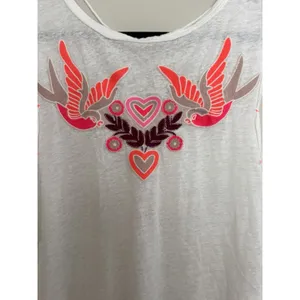 Free People Love Birds Tee Embroidered Lace-Back Muscle White Women's Size S/M thumbnail 13