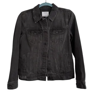 Old Navy Womens Small Washed Black Denim‎ Trucker Jacket Jean Jacket S thumbnail 1