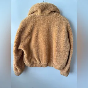 Urban Outfitters‎ Teddy Jacket Full Zip Up Cropped Beige Coat Size Medium thumbnail 3
