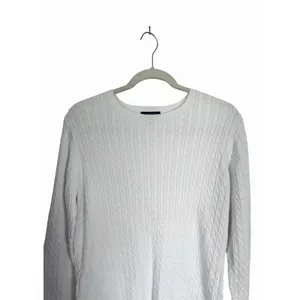 Lands' End Womens Sz M White Cable Knit Crew Neck Long Sleeve Pullover Sweater thumbnail 2