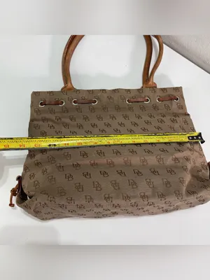 Y2K Dooney & Bourke Tote Bag Brown Monogram Canvas Leather Tassel Academia thumbnail 6