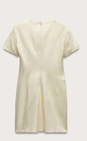 Zara NWT ZW COLLECTION ECRU linen blend EMBROIDERED MINI DRESS size M thumbnail 10