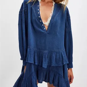 NWT FREE PEOPLE sachi mini dress in Big Dipper blue sz‎ S thumbnail 3