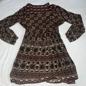 Patrons Of Peace M Medium Tulip Wrap Printed Boho Long Sleeve Dress thumbnail 11