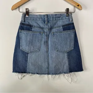 Evidnt Two Tone Jean‎ Mini Skirt Size 24 thumbnail 2