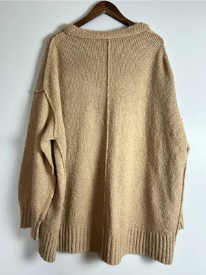 Free People Brookeside Women's Oversized Sweater Tan Size XL thumbnail 3
