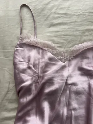 Victoria's Secret Lavender Satin Lace-Trim Chemise thumbnail 4