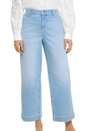 Talbots Wide Leg Crop Jean Womens‎ Size 8 Blue Montecito Wash Denim High Rise thumbnail 1