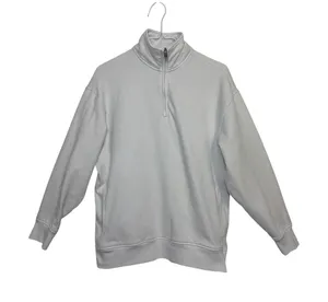 Athleta Quarter Zip Sweatshirt Womens XS Light Gray Cotton Blend Pullover Pocket thumbnail 1