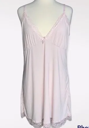Red Tag Light Pink Women’s Chemise Adjustable Straps Lace Trim 18 thumbnail 1