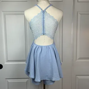 Windsor light blue lace mini dress thumbnail 2