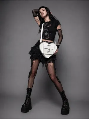 NWT Dr. Martens White Leather Heart Shaped Bag featuring the iconic heart thumbnail 7