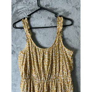 Banana Republic‎ Yellow Abstract Print Ruffle Strap Dress Smocked Waist Med New thumbnail 2