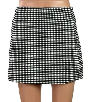Urban Outfitters Gingham Plaid Check High Rise Mini Flare A-Line Pencil Skirt M thumbnail 1