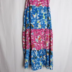 Tiered Floral Maxi Dress Square Neck Smocked Bodice Strappy Summer Vacation thumbnail 8