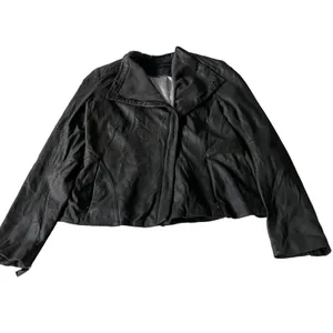 Elie Tahari Jeanette Drape Front Leather Jacket Small thumbnail 3