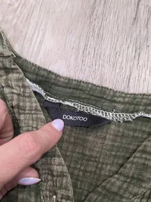 Dokotoo Green Textured Long Sleeve Button Henley Top Casual Loose Fit size mediu thumbnail 4