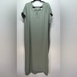 Sage Green Flowy Boxy Cut Sleeveless Maxi Dress with Pockets Jade by Jane NEW thumbnail 5