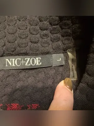 Nic+Zoe Fall Fever Jacquard shift dress in Black & Red size Large thumbnail 7