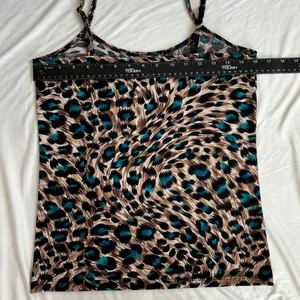 2000s Vintage Clear Sky Brown Blue Leopard Print Cami‎ Tank Top Y2K Summer Small thumbnail 7