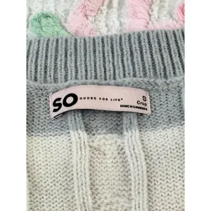 SO Cable Knit Sweater Vest Top - Striped S Gray Cream Cropped Preppy‎ Academia thumbnail 7
