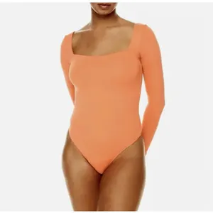 Babaton by Aritzia Contour Square Neck Long Sleeve Bodysuit Orange thumbnail 2