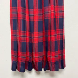Vintage Talbots Tartan Pleated Midi Skirt Women Sz 10 P Blue Red Y2K Linen Blend thumbnail 7