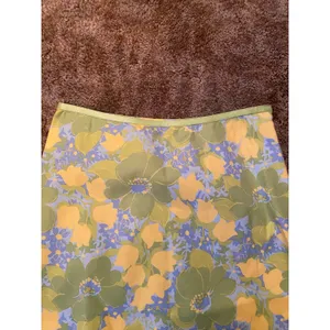 Northern Isles Vintage Floral A-Line Skirt Green Yellow Blue Retro Print Bold thumbnail 3