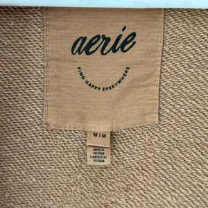 Aerie Brown Down To Earth Quarter Zip Pullover Sweatshirt Oversized Ribbed thumbnail 5