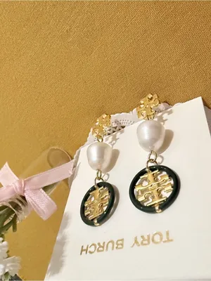 Tory Burch Roxanne Pearl & Logo Drop Earrings New thumbnail 4