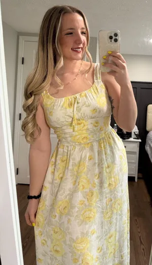 TJ Maxx Yellow floral linen dress thumbnail 1