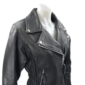 Interstate Leather Genuine Black Long Sleeve Zip Up Biker Motorcycle Jacket XS thumbnail 3