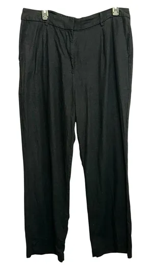 Old Navy Taylor Wide Leg‎ Linen Blend Trousers Black High Rise Relaxed Large thumbnail 1