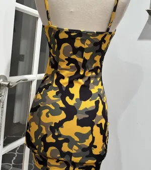 Akira Chicago Black Label Yellow Camo Bodycon Mini Dress thumbnail 4