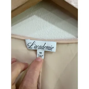 L'Academie Sleeveless Two Tone Beige Tan Chiffon Overlay Formal Evening Gown S M thumbnail 7