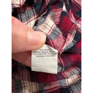 Lucky Brand Women's Plaid Flannel Button Up Shirt‎ Size Medium Burgundy Navy thumbnail 8