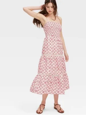 Roller Rabbit Pink Floral Tie-Shoulder Midi Dress thumbnail 7