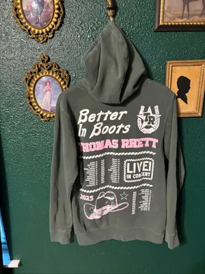 Thomas Rhett Better In Boots Green Hoodie Sz Small Tour 2025 thumbnail 3