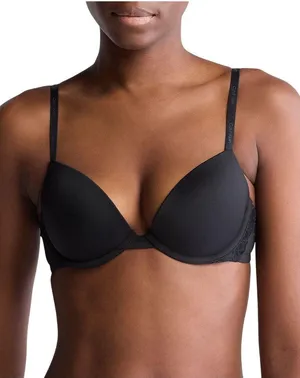 NWT Calvin Klein Womens Attraction Push Up Plunge Bra QF7578 Black 32DD thumbnail 1
