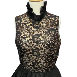 Vintage Lillie Rubin Evening Gown XS-S Black Lace Taffeta‎ Romantic Victorian thumbnail 5