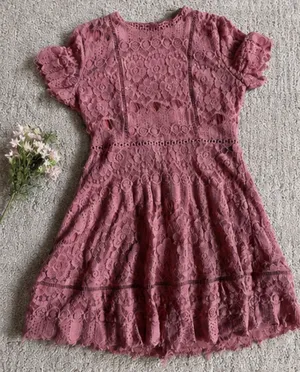 Dusty Rose Lace Blu Pepper Dress thumbnail 1