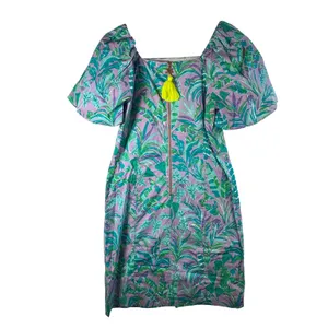 Lilly Pulitzer Lettie Dress Sz‎ 4 Purple Iris On The Chase Puff Sleeve Tropical thumbnail 2