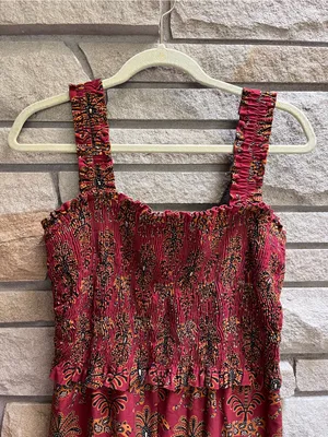 Farm Rio Smocked Jumpsuit in Rust Paisley Leopard Animal Print Size G small thumbnail 4